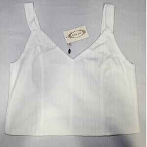 JoyFolie MiaJoy Womens Marcila Skirt Set White Ribbed Cropped Tank Midi Skirt XL